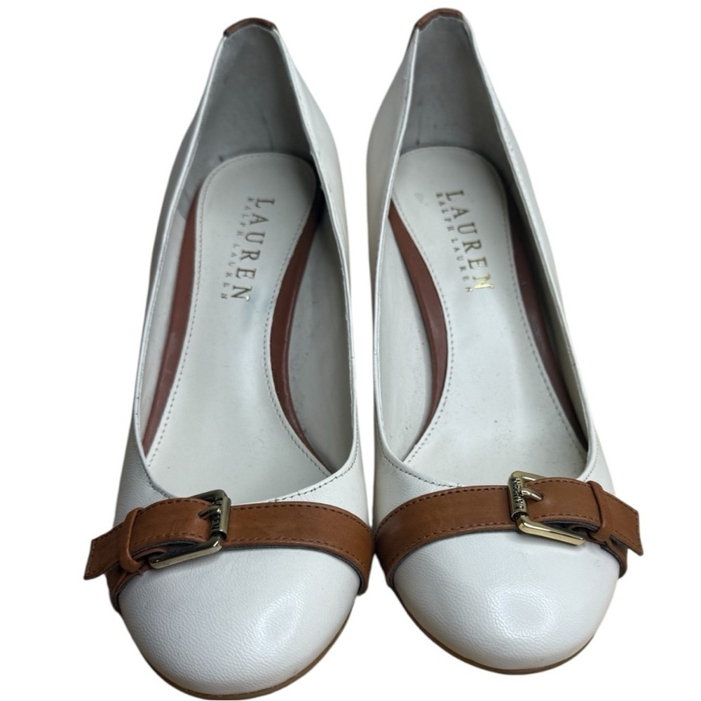 Lauren Ralph Lauren Cream & Tan Buckle Pumps – Women’s Size 6.5B - Picture 3 of 9